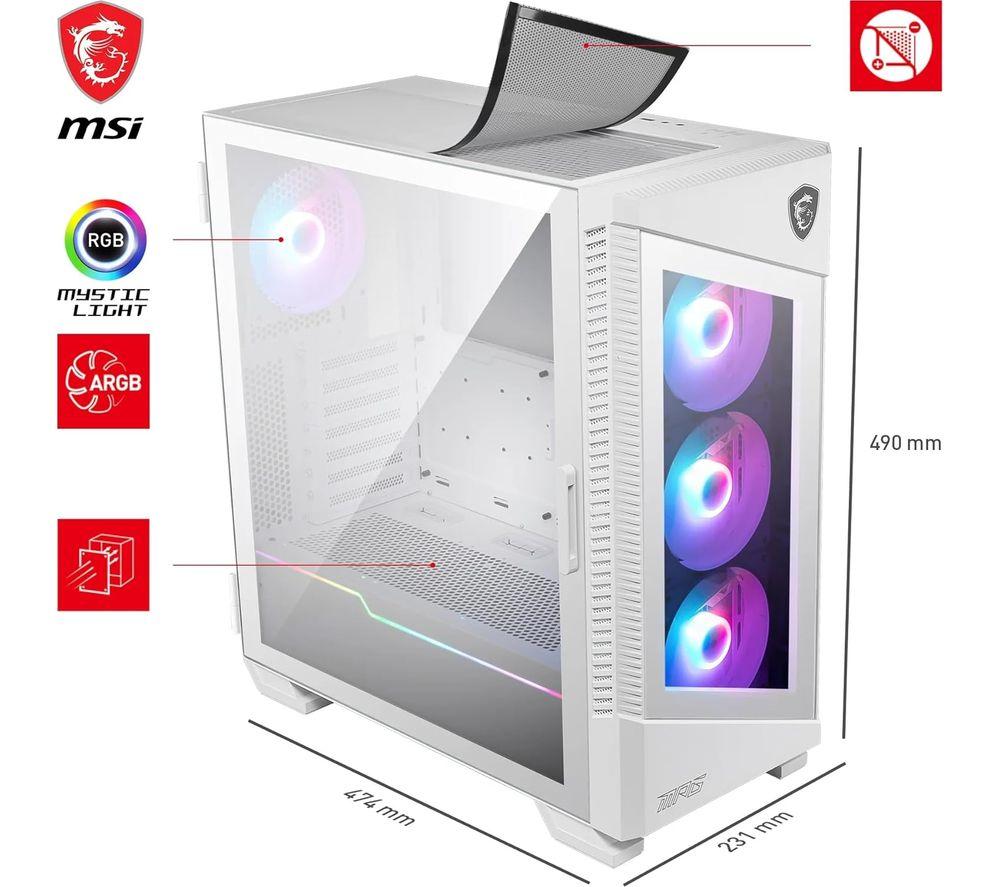 MSI MPG VELOX 100R ATX Mid-Tower PC Case - White image number 5 of 7