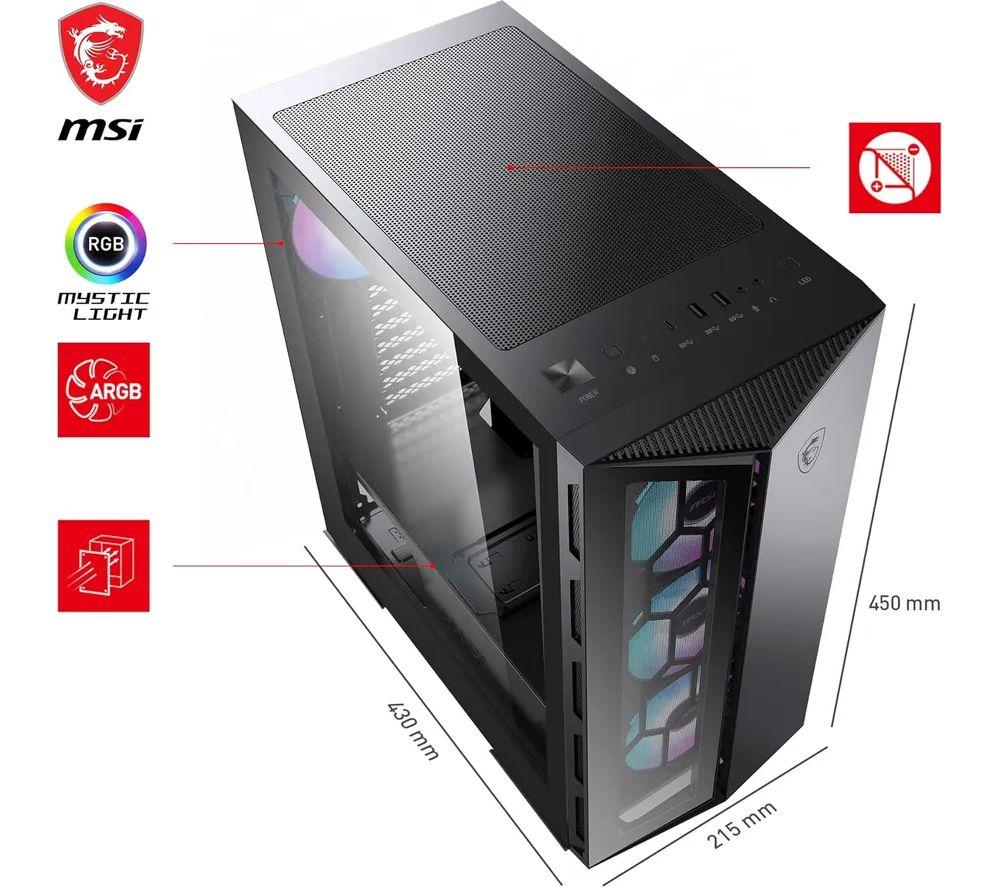 MSI MPG GUNGNIR 110R ATX Mid-Tower PC Case - Black image number 4 of 7