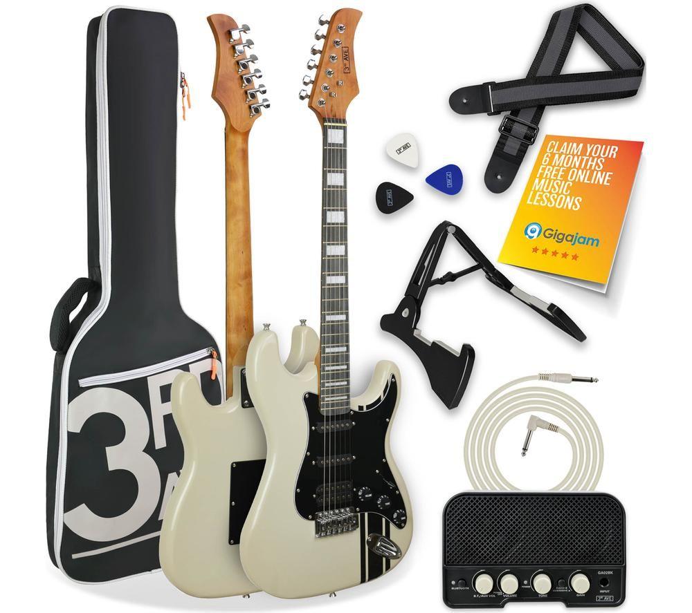 3Rd Avenue Stateside Series Electric Guitar Bundle - Atlantic White, White