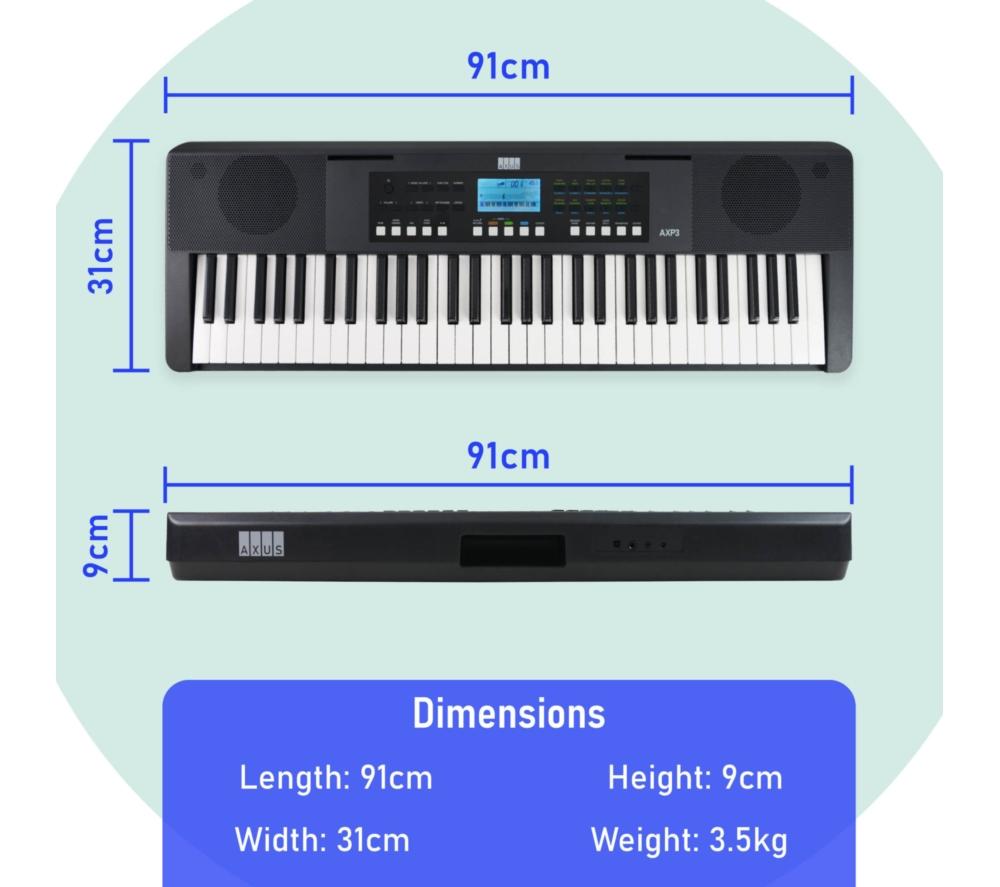 AXUS 61 Key Slimline Touch Sensitive Keyboard Bundle with Stand, Stool & Headphones image number 4 of 6