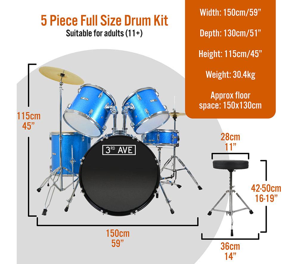3RD AVENUE 5-Piece Drum Kit - Blue image number 2 of 4