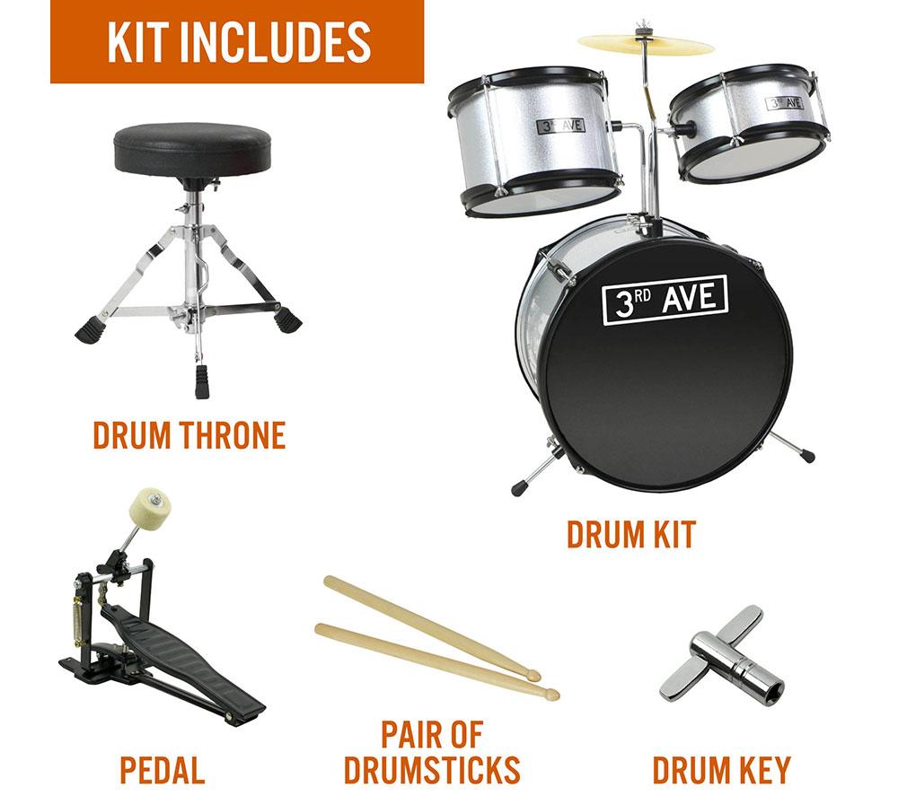 3RD AVENUE Junior 3-Piece Drum Kit - Silver image number 3 of 4