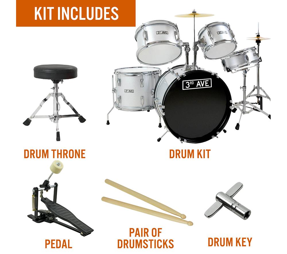 3RD AVENUE Junior 5-Piece Drum Kit - Silver image number 3 of 4