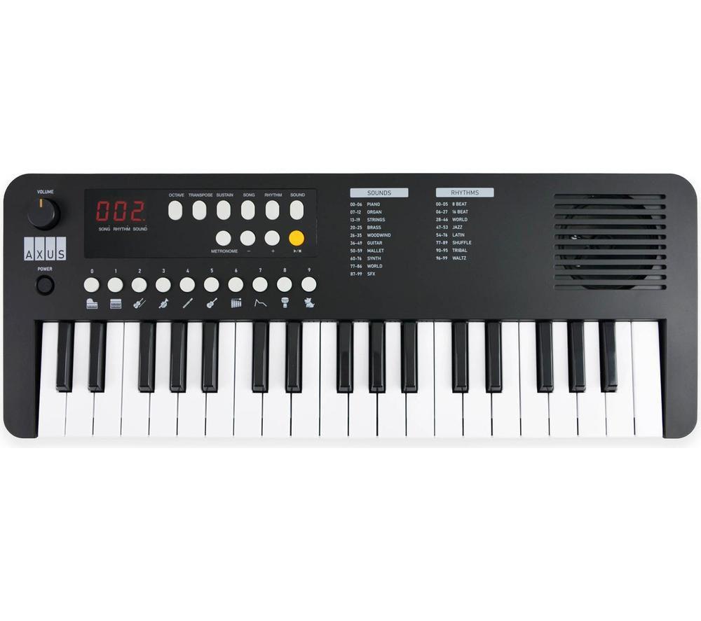 AXUS AXMK37BK Electronic Keyboard - Black, Black