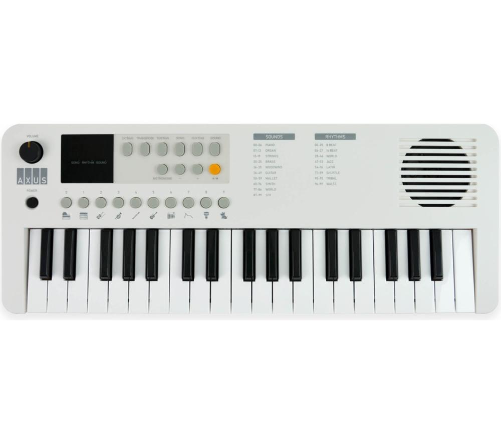 Axus 37-Note Mini Portable Keyboard For Beginners - White, White