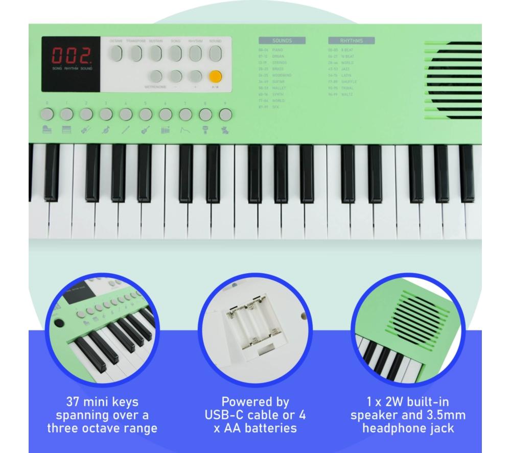 AXUS 37-Note Mini Portable Keyboard for Beginners - Green image number 2 of 6