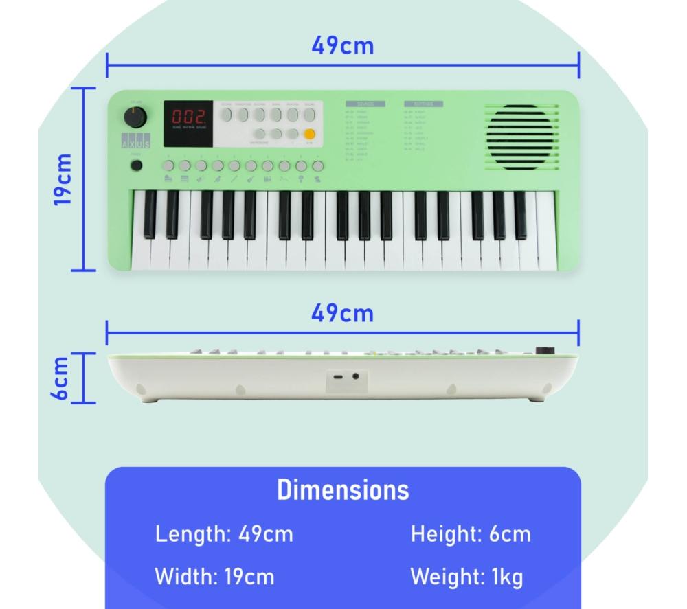 AXUS 37-Note Mini Portable Keyboard for Beginners - Green image number 4 of 6