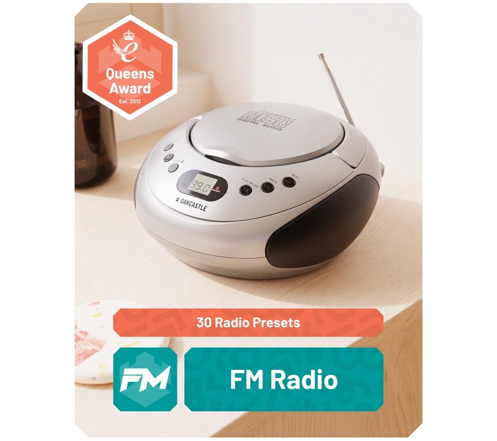 OAKCASTLE CD250 Portable Bluetooth CD Boombox with FM radio - Silver image number 4 of 7