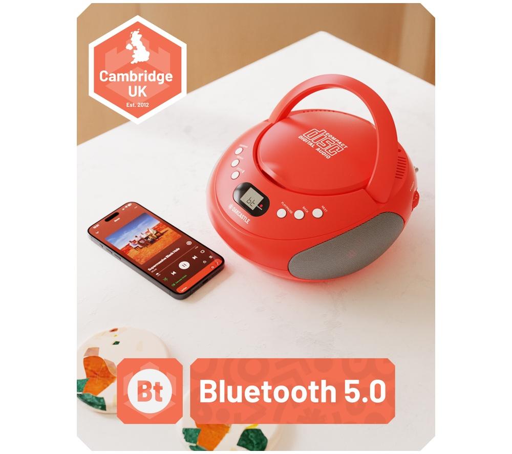 OAKCASTLE CD250 Portable Bluetooth CD Boombox with FM radio - Red image number 2 of 7