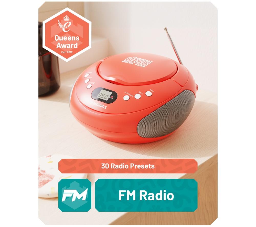 OAKCASTLE CD250 Portable Bluetooth CD Boombox with FM radio - Red image number 4 of 7