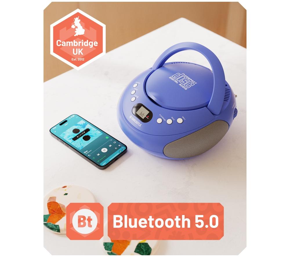 OAKCASTLE CD250 Portable Bluetooth CD Boombox with FM Radio - Blue image number 2 of 7