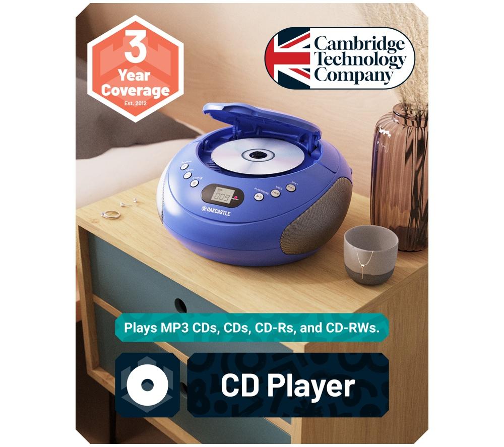 OAKCASTLE CD250 Portable Bluetooth CD Boombox with FM Radio - Blue image number 3 of 7