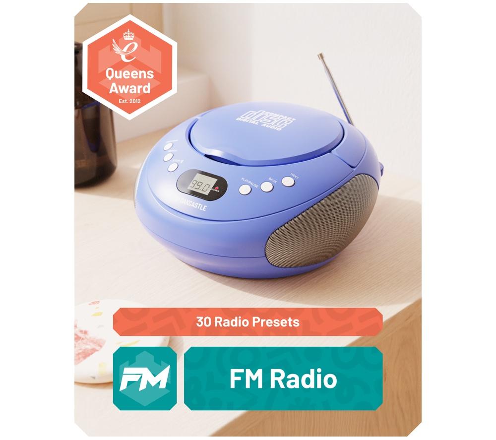 OAKCASTLE CD250 Portable Bluetooth CD Boombox with FM Radio - Blue image number 4 of 7