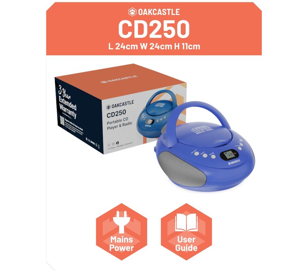 OAKCASTLE CD250 Portable Bluetooth CD Boombox with FM Radio - Blue image number 7 of 7