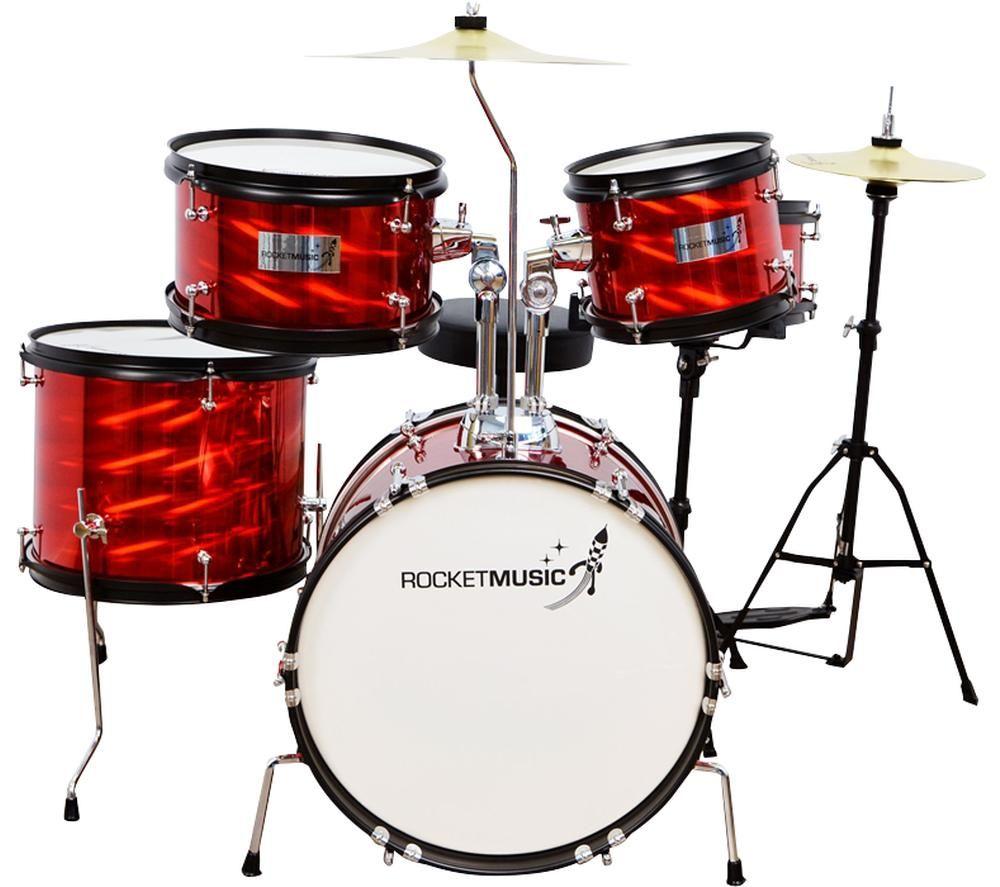 3Rd Avenue Junior 5-Piece Drum Kit - Red, Red