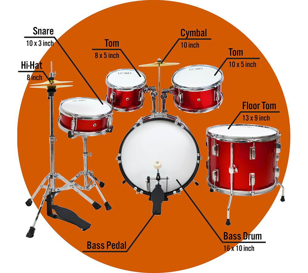 3RD AVENUE Junior 5-Piece Drum Kit - Red image number 4 of 4