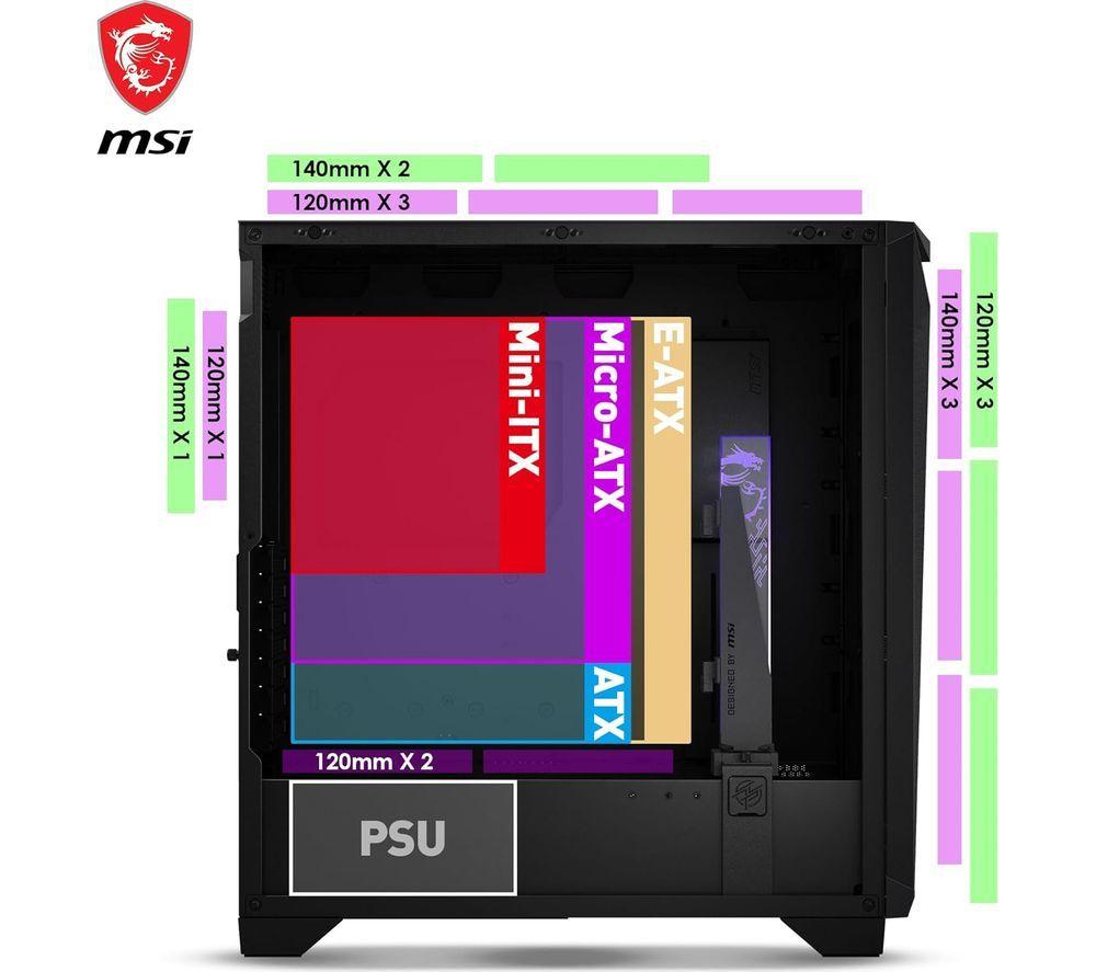 MSI MPG GUNGNIR 300P AIRFLOW E-ATX Mid-Tower PC Case - Black image number 2 of 6