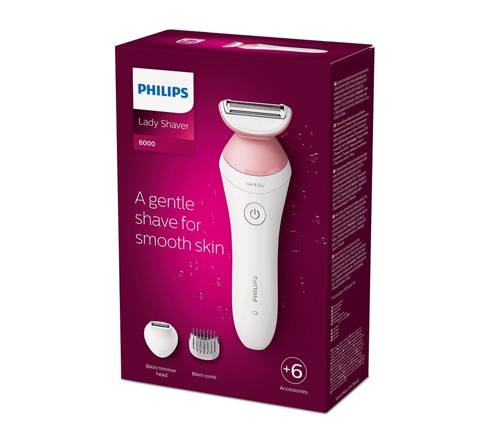 PHILIPS Series 6000 BRL146/00 Wet & Dry Foil Lady Shaver - White and Pink image number 2 of 4