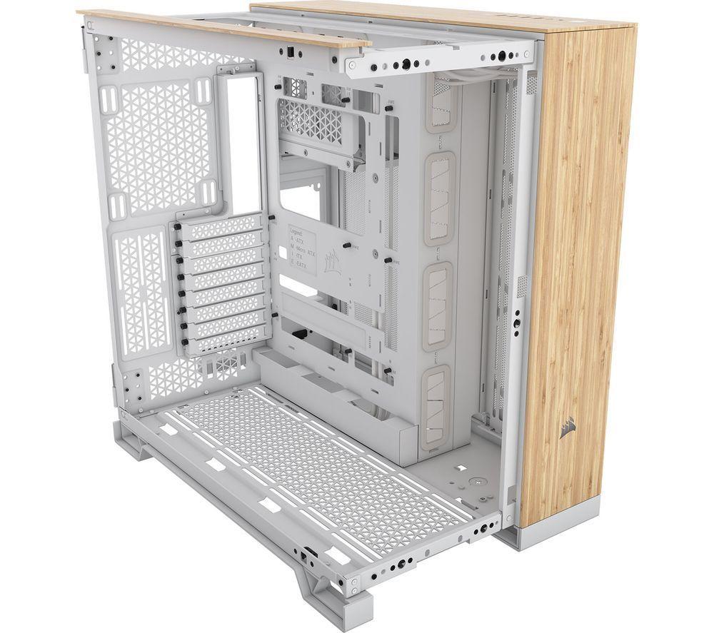 CORSAIR 6500X ATX Mid-Tower Dual-Chamber PC Case - White & Bamboo Wood