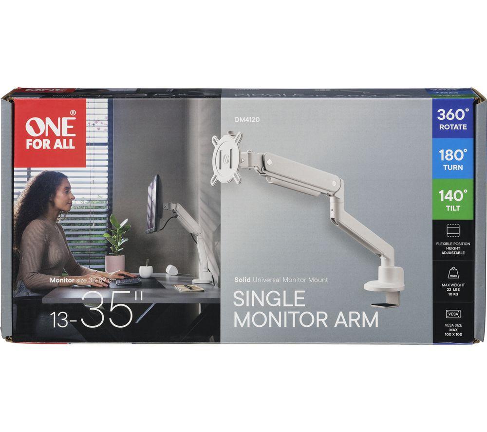 ONE FOR ALL DM4120 Full Motion 13-35" Monitor Desk Mount - White image number 8 of 8
