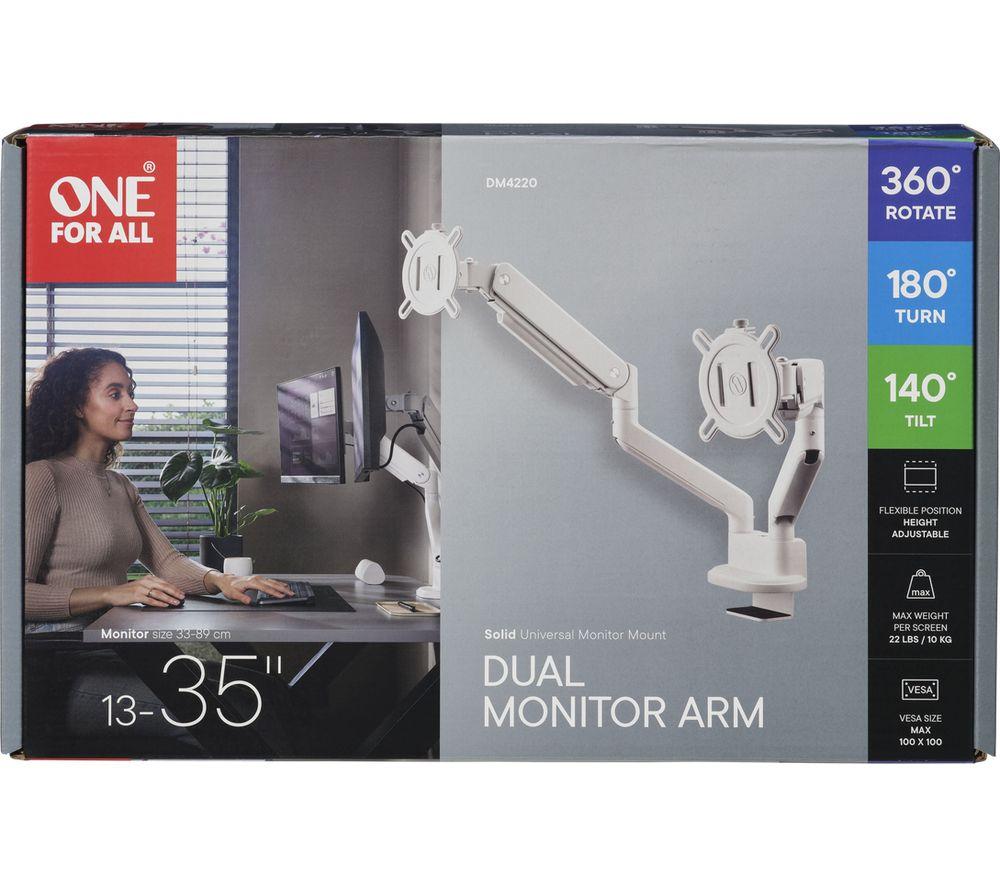 ONE FOR ALL DM4220 Dual Arm Full Motion 13-35" Monitor Desk Mount - White image number 8 of 8