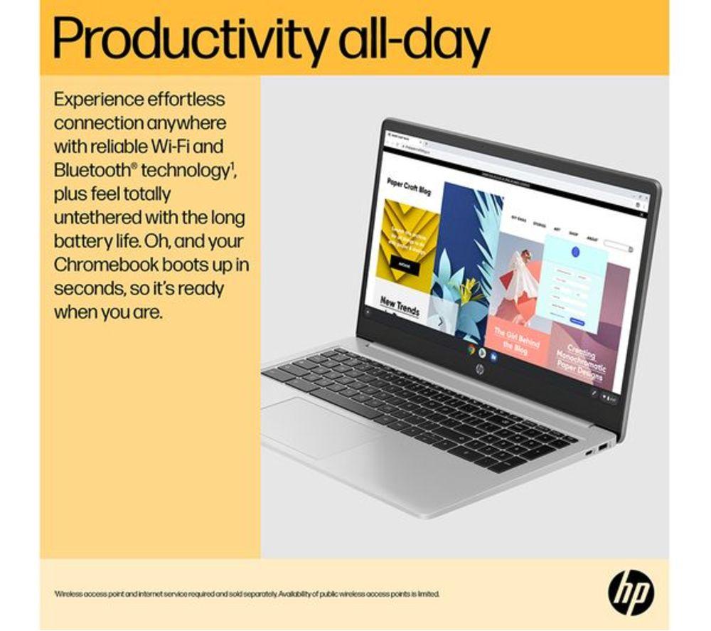 HP 15a-nb0502sa 15.6" Refurbished Chromebook Plus - Intel&reg; Core&trade; i3, 128 GB SSD, Silver (Excellent condition) image number 11 of 20