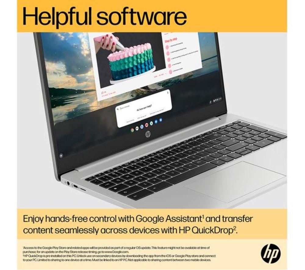 HP 15a-nb0502sa 15.6" Refurbished Chromebook Plus - Intel&reg; Core&trade; i3, 128 GB SSD, Silver (Excellent condition) image number 17 of 20