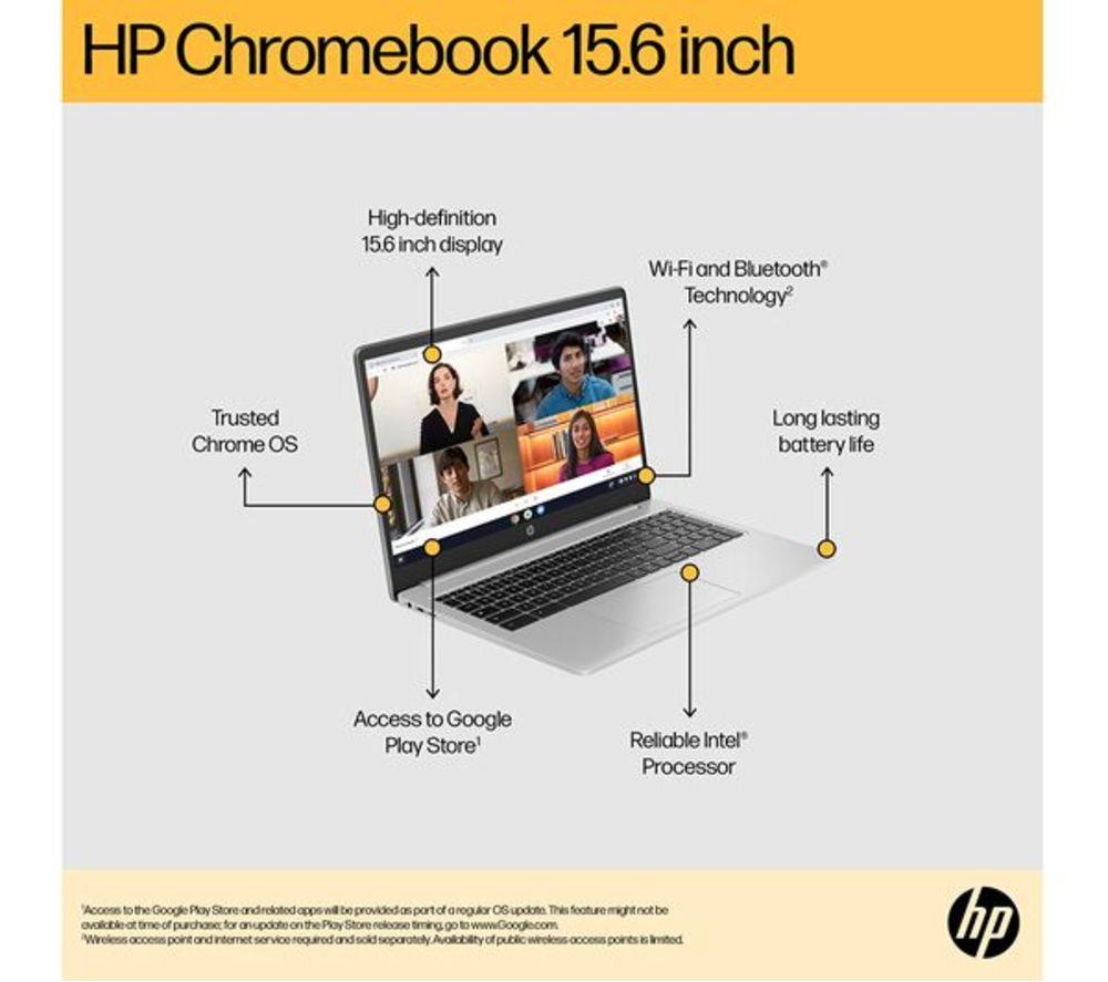 HP 15a-nb0502sa 15.6" Refurbished Chromebook Plus - Intel&reg; Core&trade; i3, 128 GB SSD, Silver (Excellent condition) image number 20 of 20