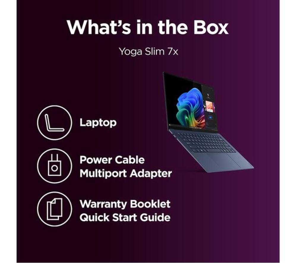 LENOVO Yoga Slim 7X 14" Refurbished Laptop, Copilot+ PC - Snapdragon X Elite, 1 TB SSD, Cosmic Blue (Excellent Condition) image number 14 of 15