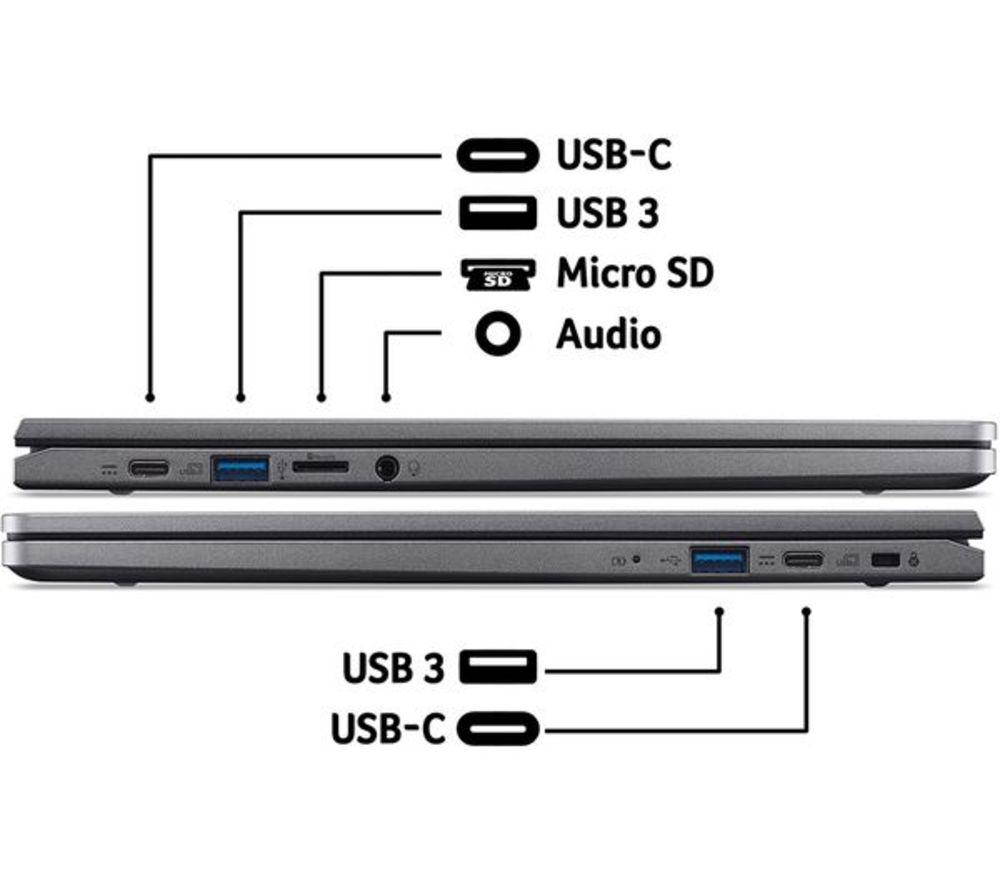 ACER 514 14" Refurbished Chromebook Plus - Intel&reg; Core&trade; i3, 128 GB eMMC, Grey (Excellent Condition) image number 9 of 10