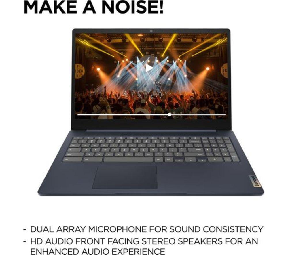 LENOVO IdeaPad Slim 3 15.6" Refurbished Chromebook - Intel&reg; Celeron&reg;, 128 GB eMMC, Blue (Excellent Condition) image number 3 of 9