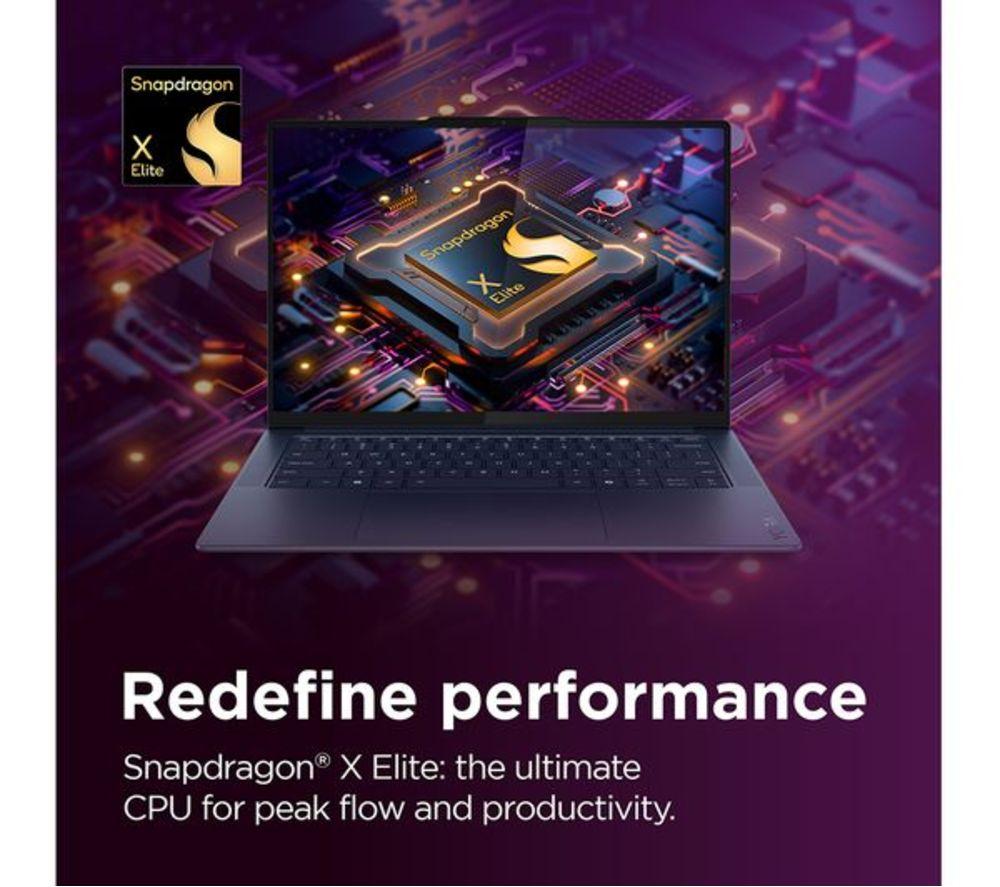 LENOVO Yoga Slim 7X 14" Refurbished Laptop, Copilot+ PC - Snapdragon X Elite, 1 TB SSD, Cosmic Blue (Very Good Condition) image number 3 of 26