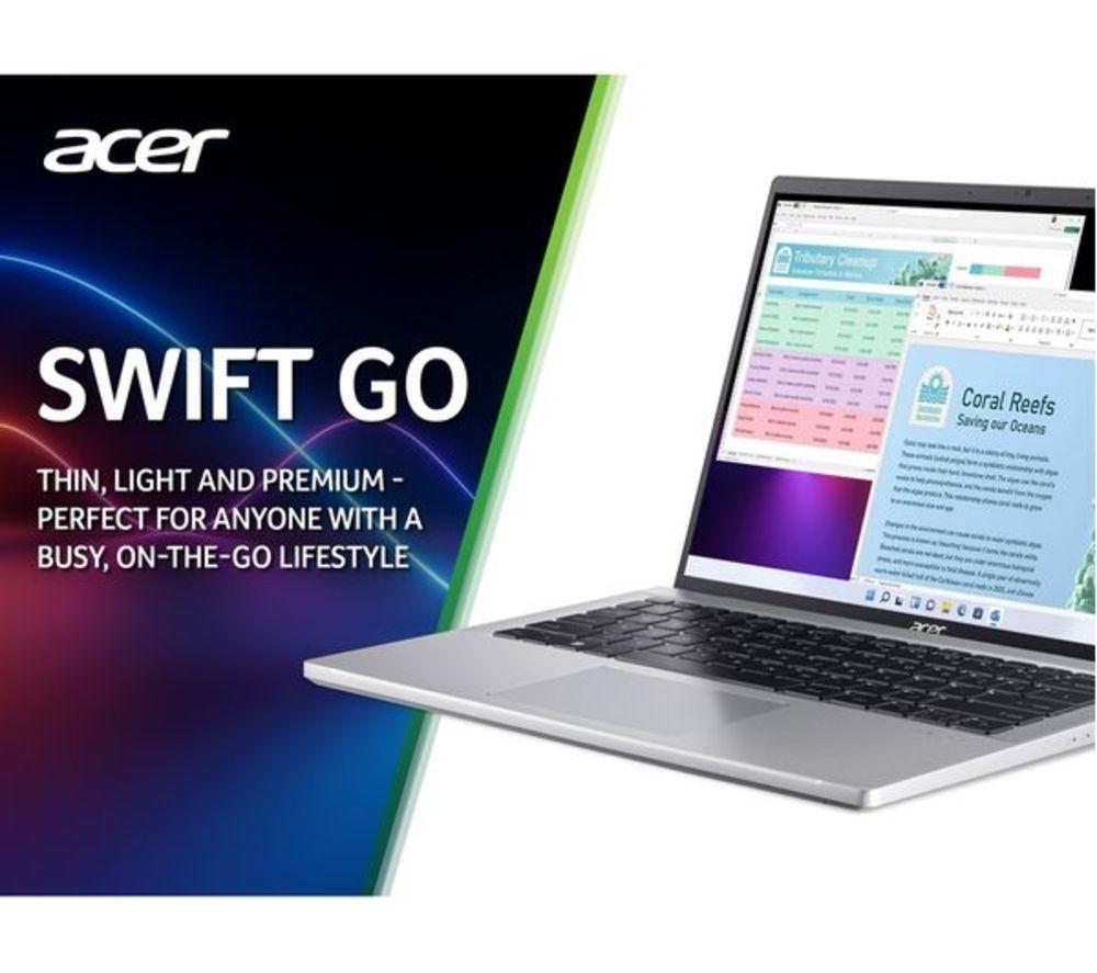 ACER Swift Go 14" Refurbished Laptop - Intel&reg; Core&trade; i7, 512 GB SSD, Silver (Very Good Condition) image number 4 of 11