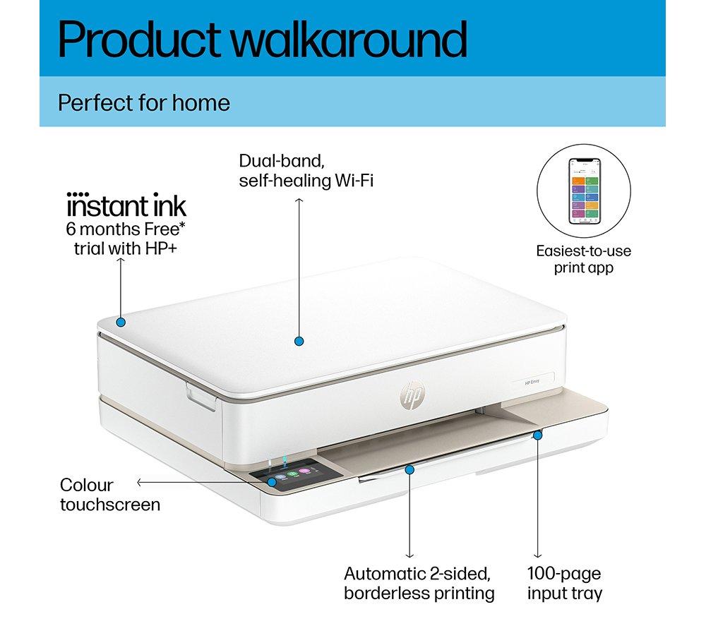 HP Envy 6132e All-in-One Inkjet Wireless Printer with Fax & 6 Months Instant Ink with HP+ image number 3 of 21