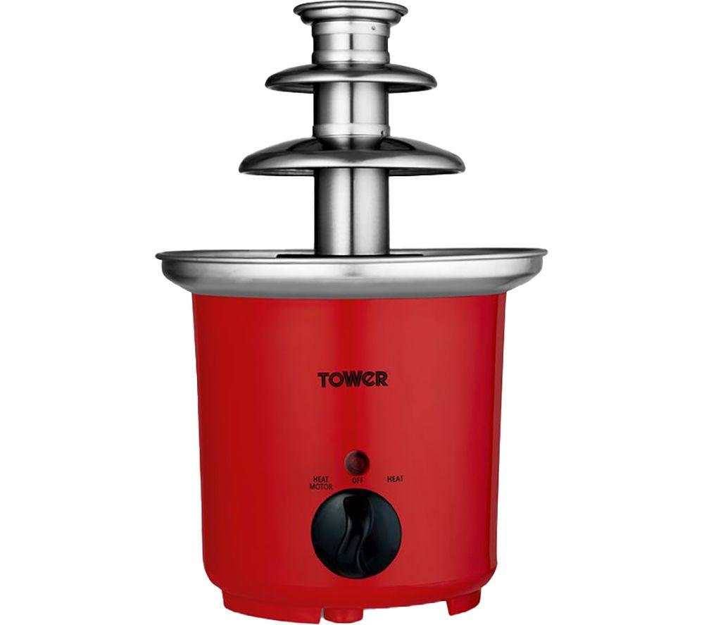 TOWER T19051RD Chocolate Fountain - Red & Silver