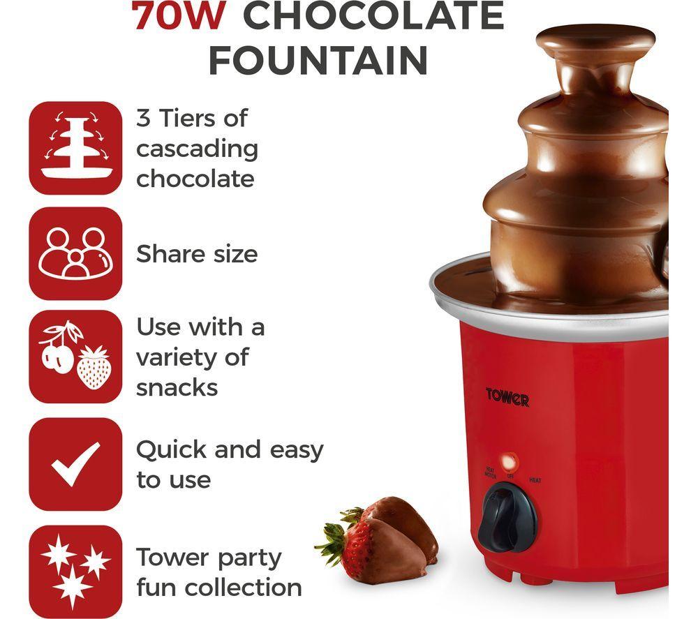 TOWER T19051RD Chocolate Fountain - Red & Silver image number 2 of 11