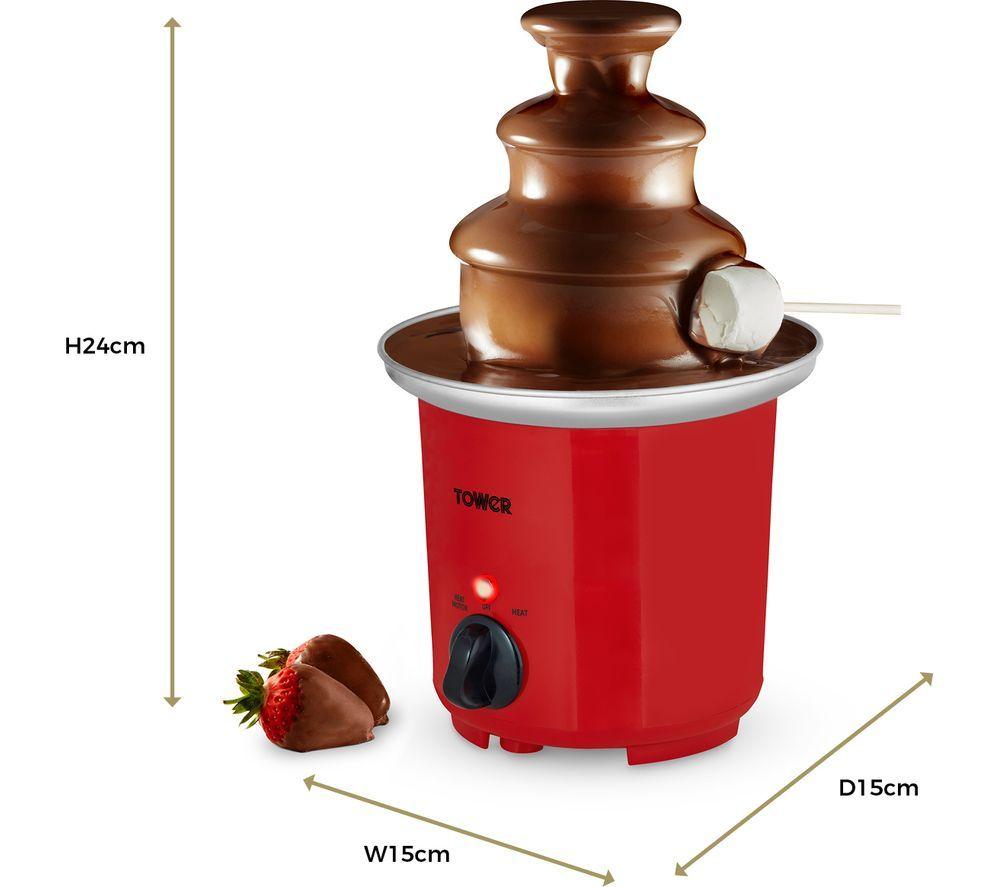 TOWER T19051RD Chocolate Fountain - Red & Silver image number 9 of 11