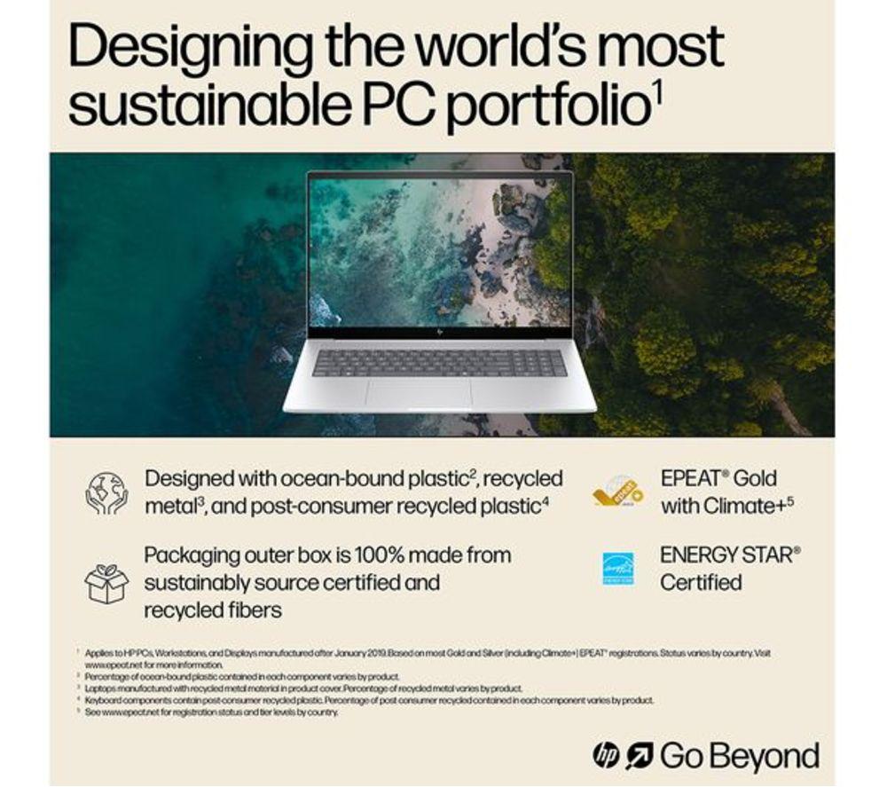HP ENVY 17-da0503sa 17.3" Refurbished Laptop - Intel&reg; Core&trade; Ultra 5, 512 GB SSD, Glacier Silver (Very Good Condition) image number 11 of 19