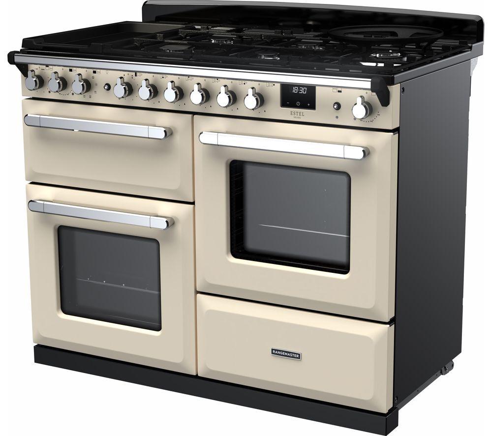 RANGEMASTER Estel Deluxe ESDLO110DFPPCR/CM1 110 cm Dual Fuel Range Cooker - Pale Cream & Chrome image number 2 of 2