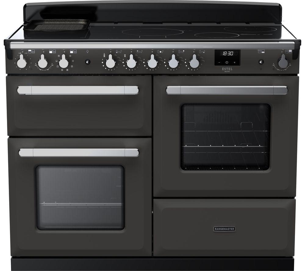 RANGEMASTER Estel Deluxe ESDLO110EIPSLT/CM1 110 cm Electric Induction Range Cooker – Slate & Chrome, Silver/Grey,Black