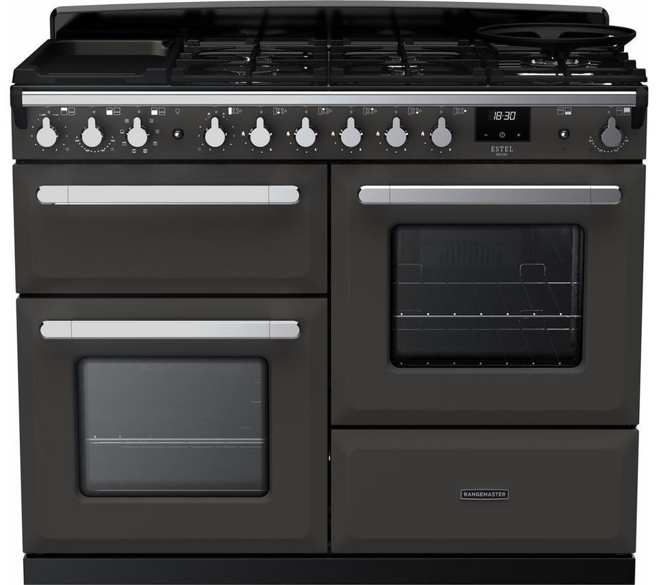 RANGEMASTER Estel Deluxe ESDLO110DFPSLT/CM1 110 cm Dual Fuel Range Cooker - Slate & Chrome