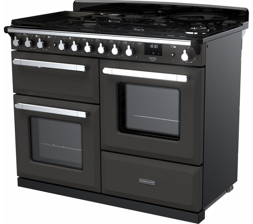 RANGEMASTER Estel Deluxe ESDLO110DFPSLT/CM1 110 cm Dual Fuel Range Cooker - Slate & Chrome image number 2 of 2