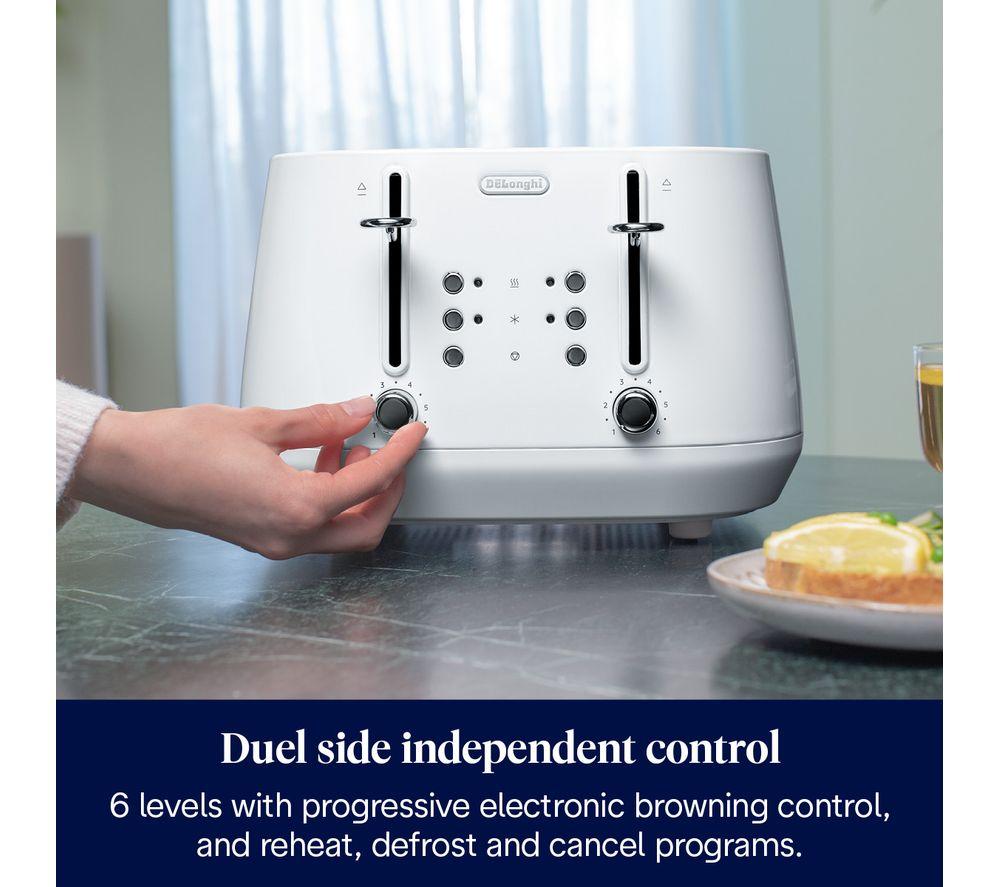 DELONGHI Eclettica CTY4003.WH 4-Slice Toaster - White image number 5 of 6
