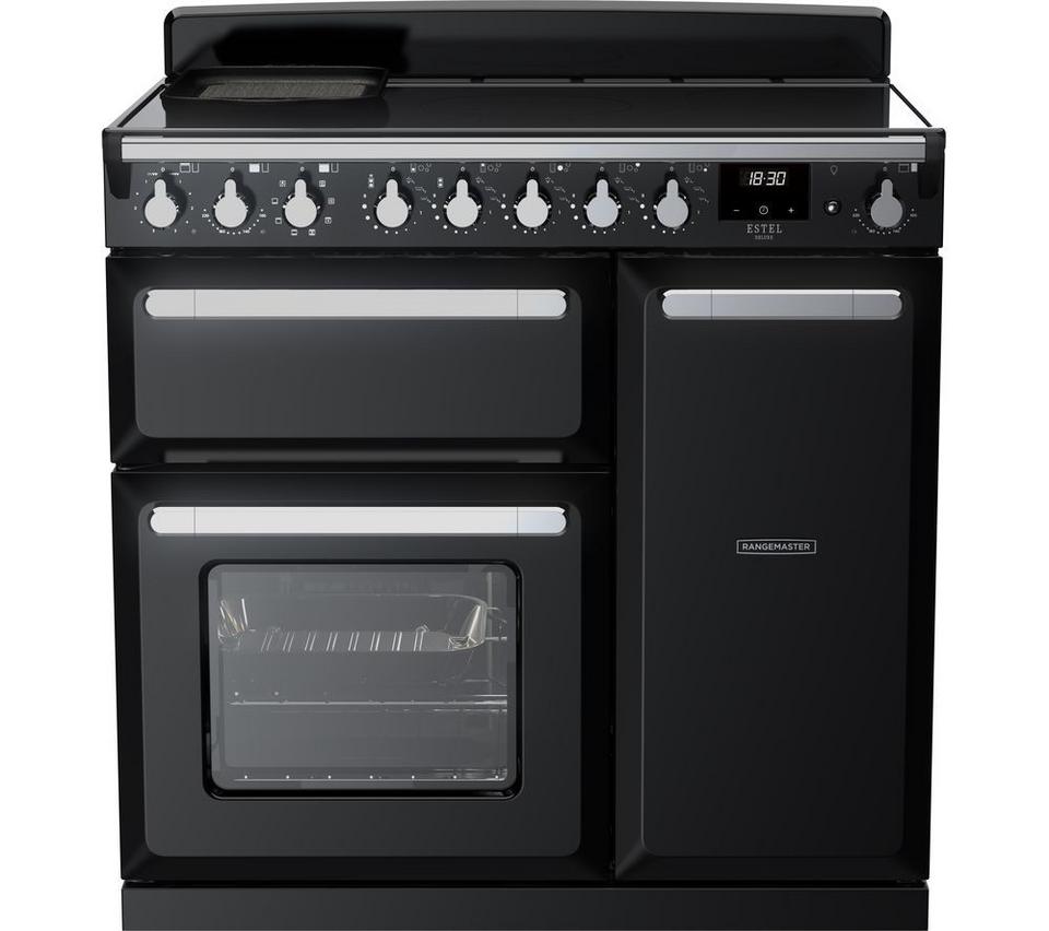 RANGEMASTER Estel Deluxe ESDL90EIPGBL/CM1 90 cm Electric Induction Range Cooker - Black & Chrome