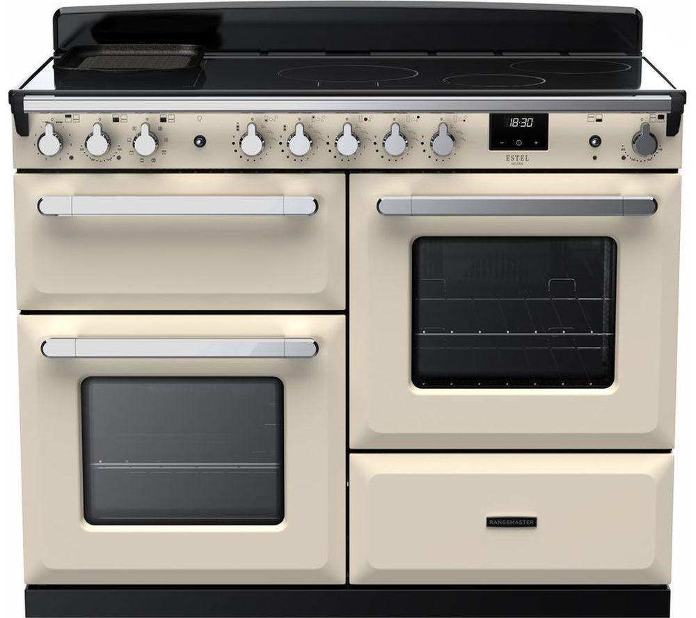 RANGEMASTER Estel Deluxe ESDLO110EIPPCR/CM1 110 cm Electric Induction Range Cooker – Cream & Chrome, Silver/Grey,Cream