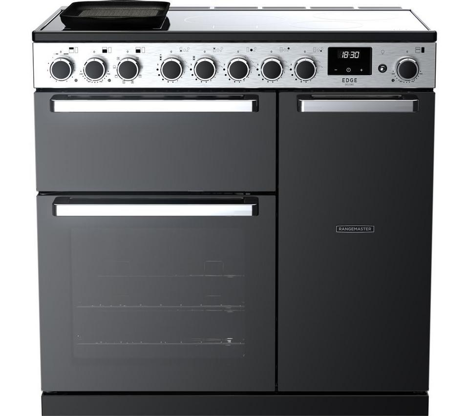 RANGEMASTER Edge Deluxe EDDL90EIGBLK/CM1 90 cm Electric Induction Range Cooker - Black & Chrome