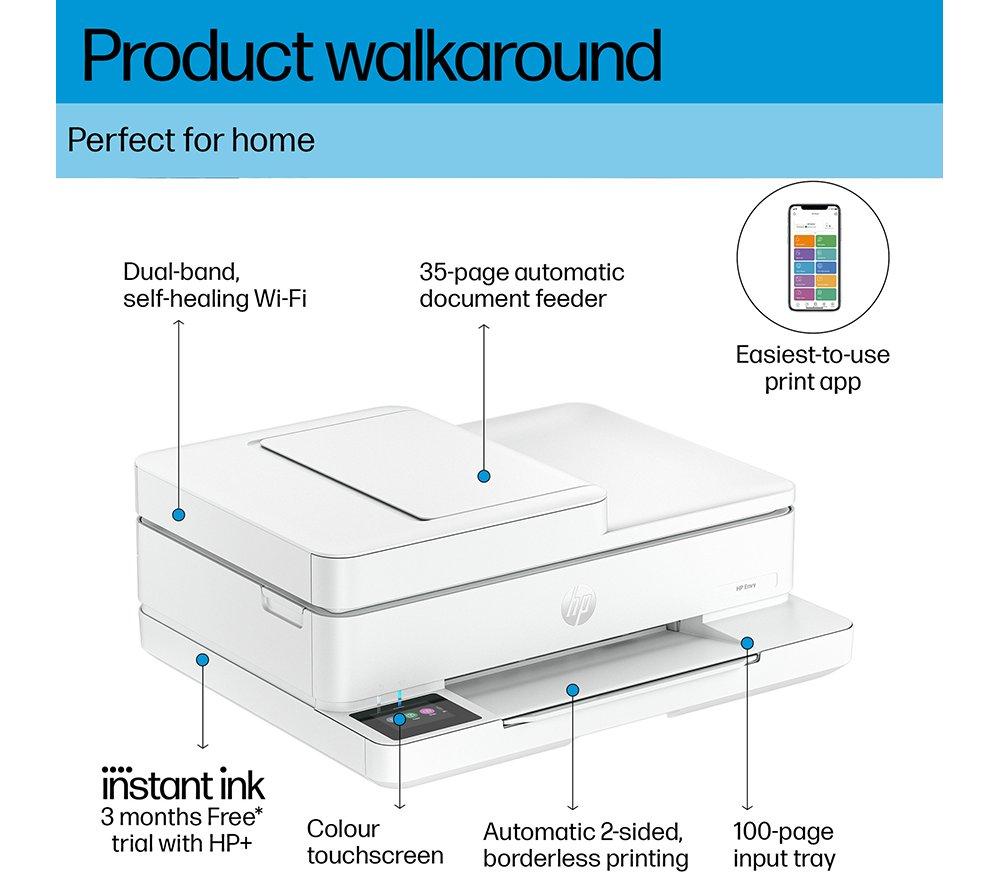 HP Envy 6530e All-in-One Inkjet Wireless Printer with Fax & 3 Months Instant Ink with HP+ image number 3 of 16