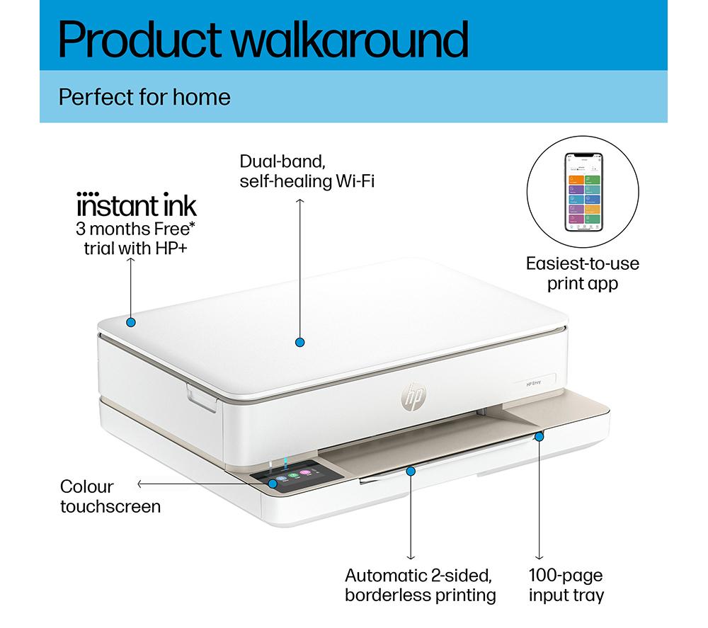 HP Envy 6120e All-in-One Inkjet Wireless Printer with Fax & 3 Months Instant Ink with HP+ image number 4 of 26