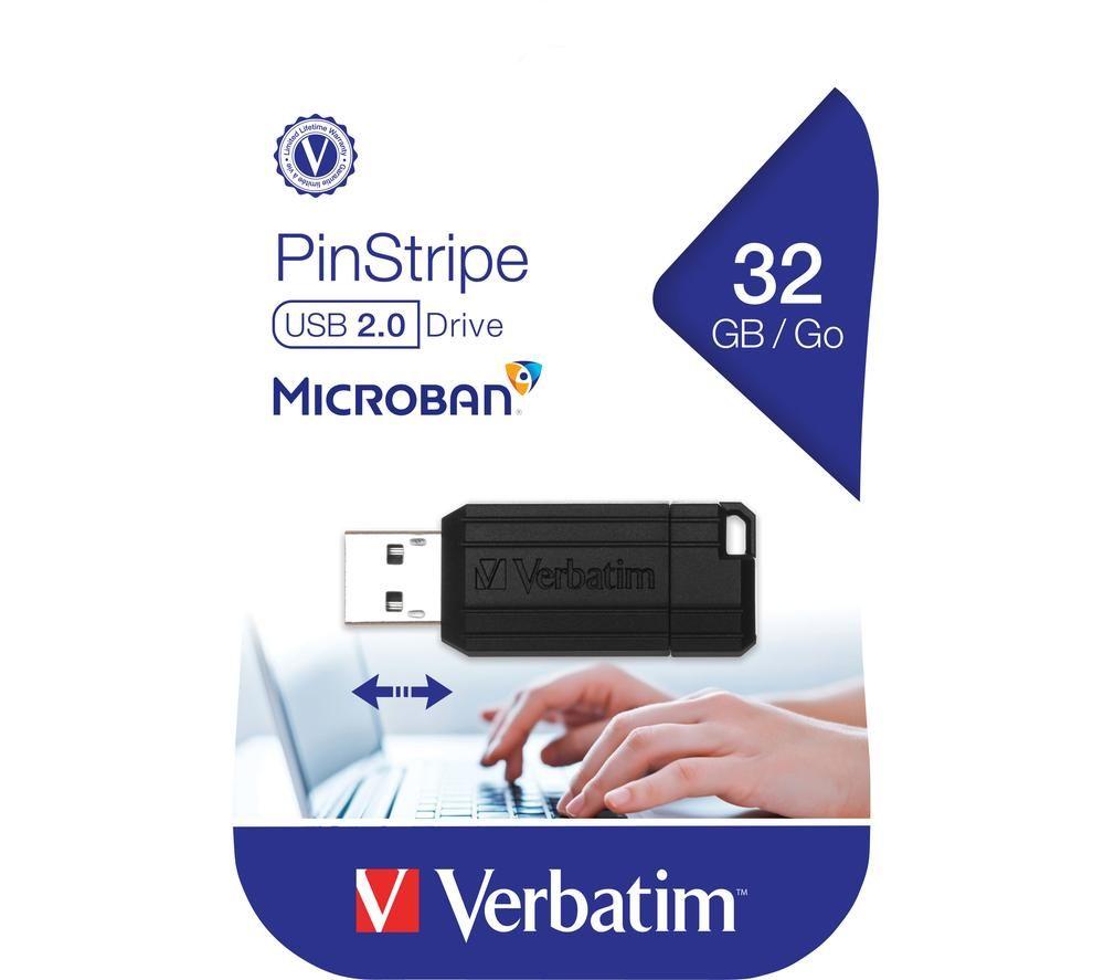 VERBATIM PinStripe USB 2.0 Memory Stick - 32 GB, Black image number 8 of 8