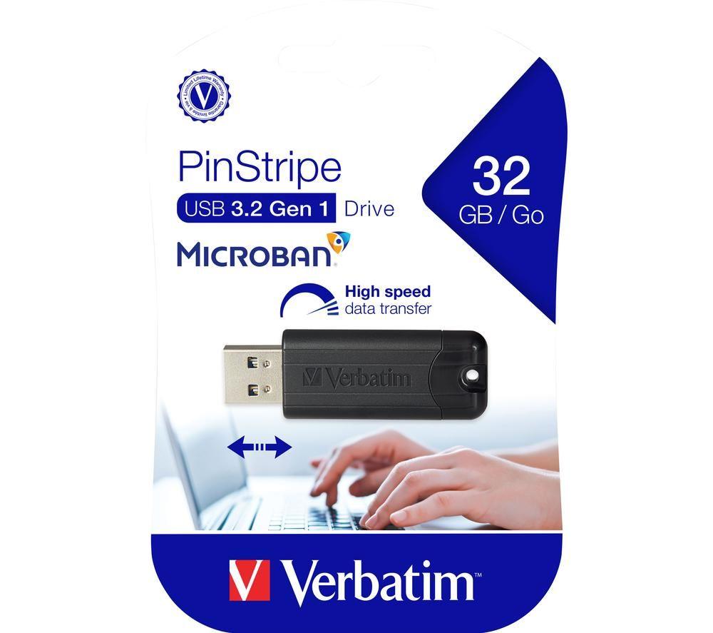 VERBATIM PinStripe USB 3.0 Memory Stick - 32 GB, Black image number 8 of 8